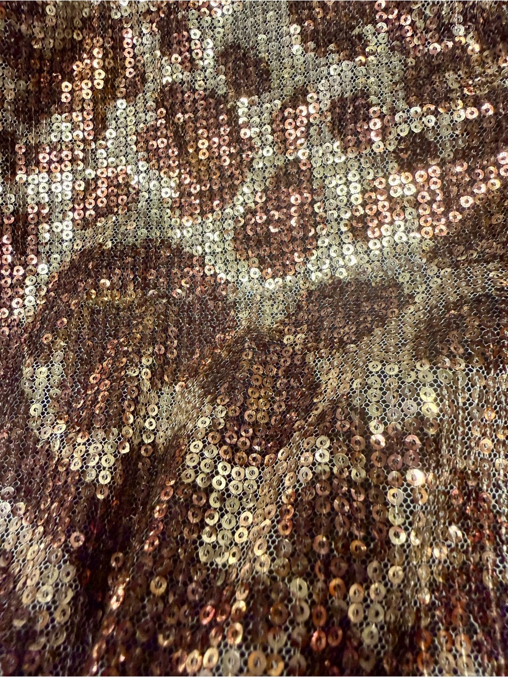 Title: Almost Famous Gold & Brown Sequin Mini Dress Size Large Party Sparkle - Picture 6 of 10